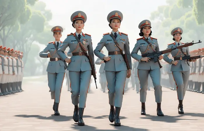 Military Women with Weapons 3D Character Design Illustration